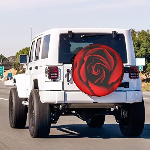 KiuLoam Vibrant Red Rose Flower Spare Tire Cover Polyester Universal Sunscreen - Image 3