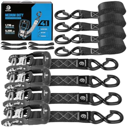Ratchet Straps 4 Pack, 208LBS Break Strength by Unknown