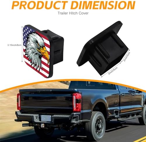 Trailer Hitch Cover, Bald Eagle on American Flag Hitch Cover Rubber Towing - Image 2