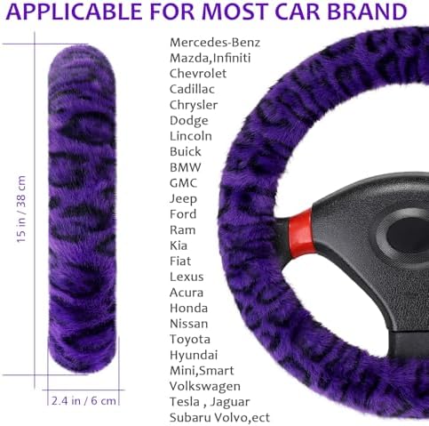 Accmor Fuzzy Car Steering Wheel Cover, Universal Fit Fur Car Wheel Cover & - Image 2