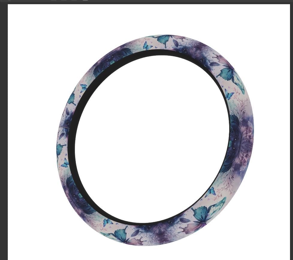 Purple FlowerSteering Wheel Cover Neoprene Material Most Cars Men&Women - Image 2