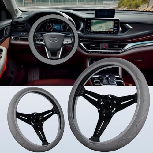 Elastic Steering Wheel Cover Gray Universal 14-15 inch Steering Wheel Covers - Image 3
