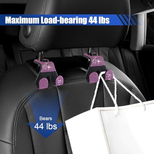 LAINLOY 2PCS Car Seat Headrest Hooks, Shiny Crystal Hanger Holder, Backseat - Image 4