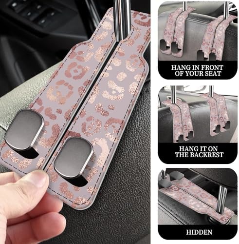 PU Leather Car Seat Hook, Storage Headrest Hanger, Cute Car Backseat Organizer - Image 3