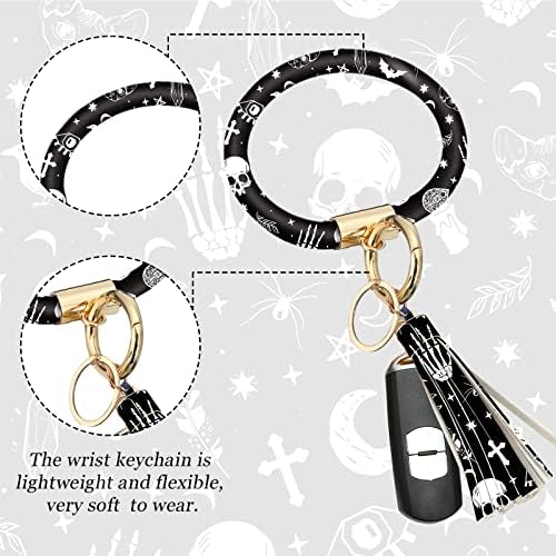 4 Pieces Black Moons White Stars Print Car Accessories Set Black Moons White - Image 4