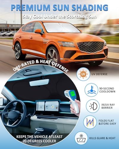 INSAUTO Windshield Sun Shade for Genesis GV80 2021 2022 2023 2024 2025 2026 - Image 2