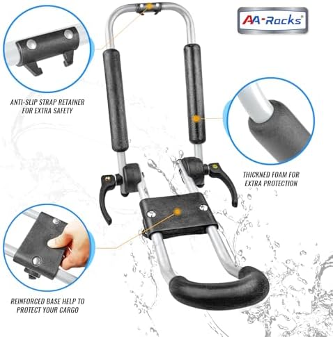 2 Pair J-Bar Foldable Aluminum Kayak Rack Roof Top Mount - Image 4