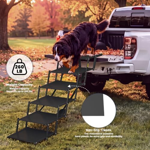 Foldable Dog Steps for Car Dog Stairs for Large Dogs Ramp 5 Steps - Image 3