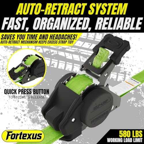 Retractable Ratchet Straps, Motorcycle, Pickup Truck - Image 2