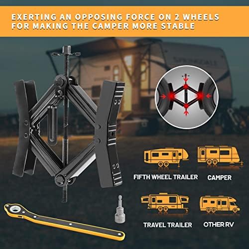 Camper Wheel Chock Stabilizer 2 Sets, Double Speed Heavy Duty Truck RV Tire - Image 5