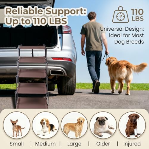 Dog Stairs for Car, 5 Steps, Extra Wide, 110lbs Weight Capacity - Image 4