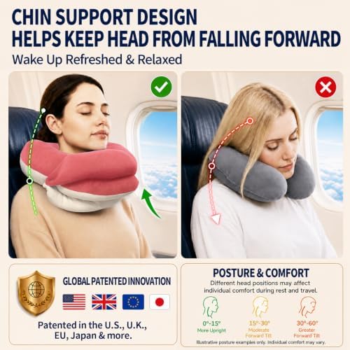 BUYUE Travel Neck Pillows for Airplanes, Memory Foam 360° Head Support Sleep - Image 3