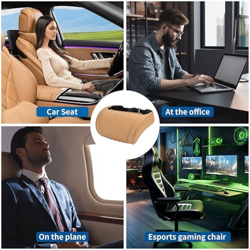 Car Headrest Pillow for Driving Memory Foam Palomino Brown 1 Pack - Image 6