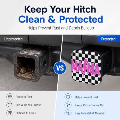 Trailer Hitch Covers Pink Checkered Mama Heavy Duty 2 Inch Hitch Cover - Image 5