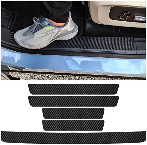 5Pcs Car Door Sill Protector, Carbon Fiber Threshold Anti-Scratch Sticker Door by NHHC