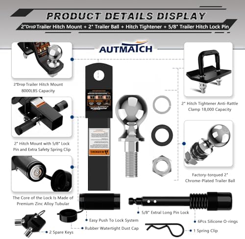 AUTMATCH Trailer Hitch Ball Mount - Image 2