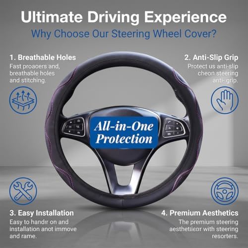 Elastic Steering Wheel Cover Black and Pink Universal 14-15 inch - Image 5