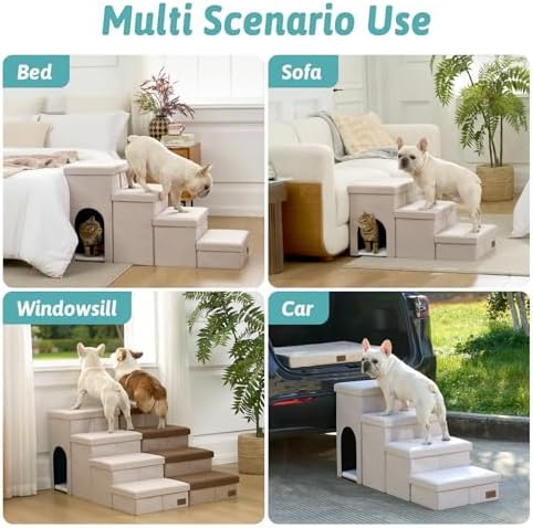 COZY KISS Dog Stairs with Storage, 22.6" H Dog Steps with Condo - Image 5