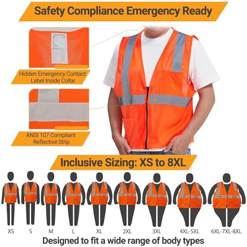 AYKRM 2 Pocket Mesh High Visibility Reflective Safety Vest - Image 4