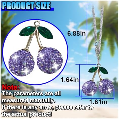 Bling Cherry Car Rear View Mirror Charm - Image 2