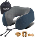 napfun Neck Pillow for Travel, Memory Foam Airplane Pillow, Deep Blue by NAPFUN