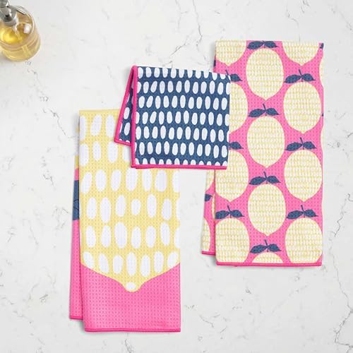 Ritz 6-Piece Speckled Lemon Microfiber Kitchen Set – Retro Citron Grove - Image 3