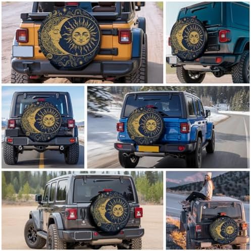 GENANY Celestial Sun Moon Thick PVC Leather Spare Tire Cover Size 17 - Image 7