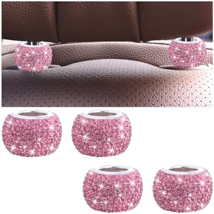 4PCS Bling Car Headrest Collars, Crystal Rhinestone Vehicle Head Rest Collars by KHGUZ