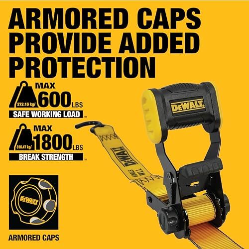 DEWALT 1.25"×12'×1, 800 lbs Light-Duty Ratchet Strap - Image 5