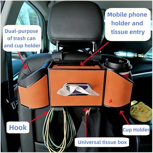 2026 Upgrade 4-in-1 Car Organizer Back Seat, Leather Multifunctional Car - Image 3