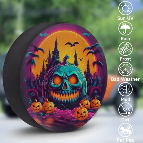 Spare Tire Cover for RV Trailer, Halloween Pumpkin Tire Covers Universal Fit - Image 3