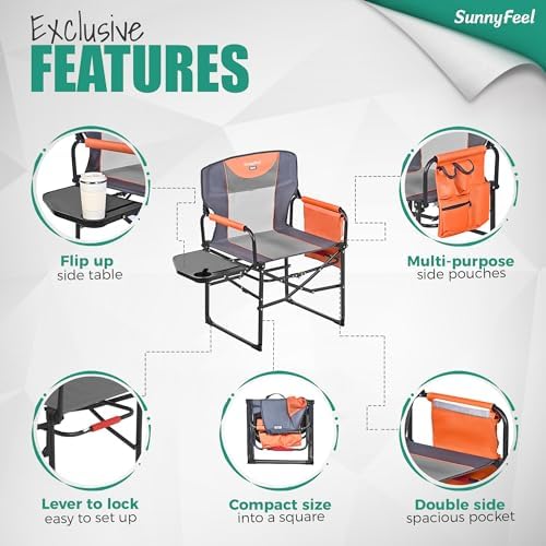 SUNNYFEEL Oversized Camping Chair Portable Directors Chairs - Image 6