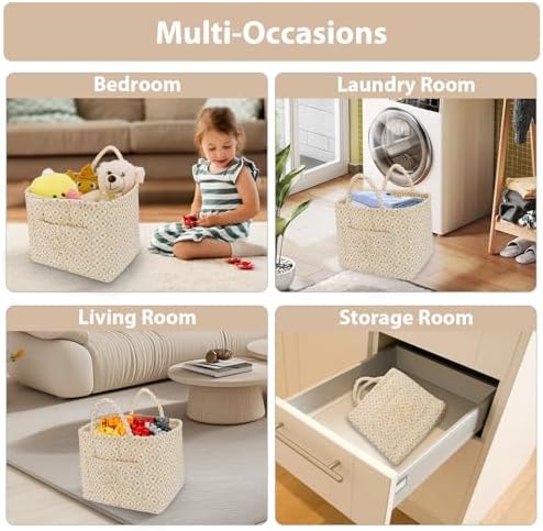 Storage Basket Boho Fabric Large Collapsible Floral Laundry Nursery Hamper - Image 3