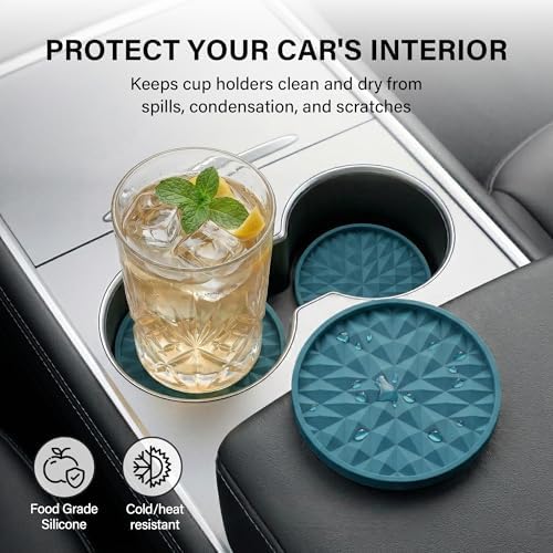 Silicone Car Coasters Set of 4, 2.75" Cup Holder Mats - Image 4