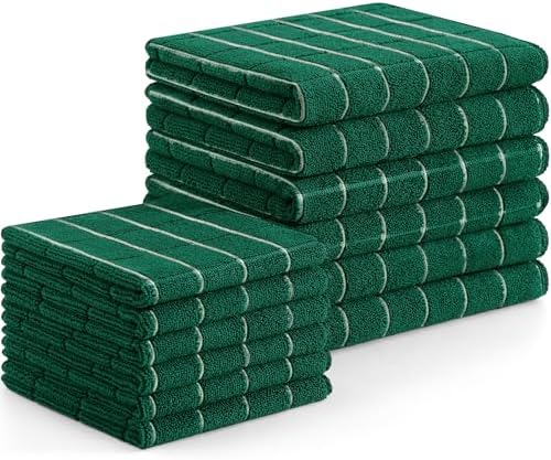Homaxy Microfiber Kitchen Towels and Dishcloths Sets, 12 Pack, Dark Green by Homaxy