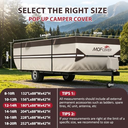 Pop Up Camper Cover, 9 Layers Waterproof 12-14ft RV Cover - Image 6