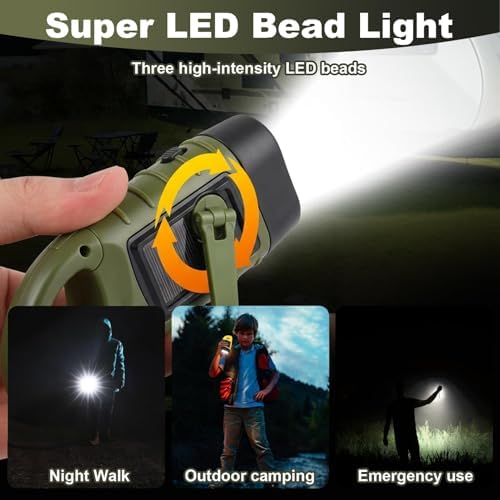 2Pcs Hand Crank Solar Powered Flashlight, Emergency Rechargeable - Image 3