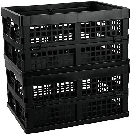 Saedy 16 L Black Folding Storage Crate, 2 Packs Plastic Collapsible Crates by Saedy