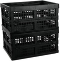 Saedy 16 L Black Folding Storage Crate, 2 Packs Plastic Collapsible Crates by Saedy