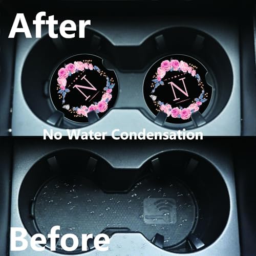 2pcs Letter N Car Coasters, Absorbent Universal neoprener Cup Holder Coasters - Image 5