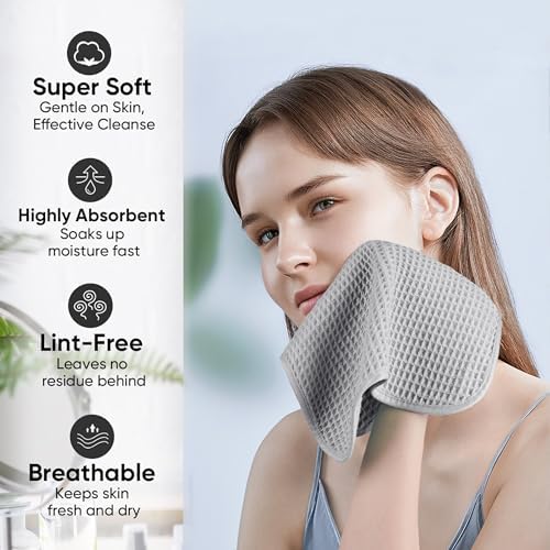 Microfiber Waffle Face Towels, 4 Pieces, Fast Drying, Lint Free 430 GSM - Image 4