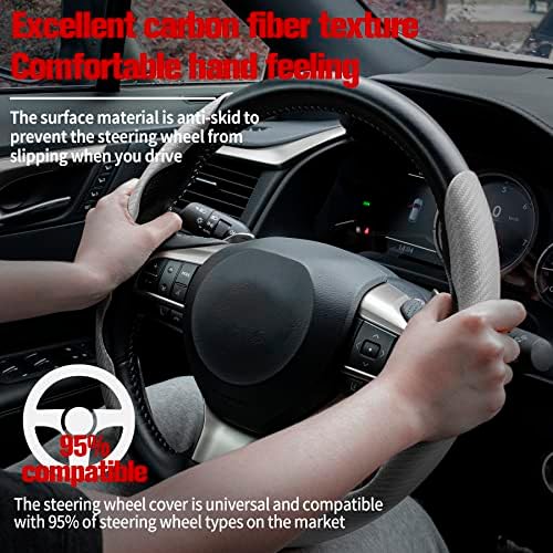 Amiss 2pcs Carbon Fiber Anti-Skid Steering Wheel Cover, Waterproof & Segmented - Image 2