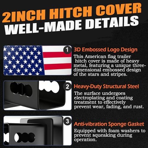 2 Inch American Flag Trailer Hitch Cover Plug - Image 4