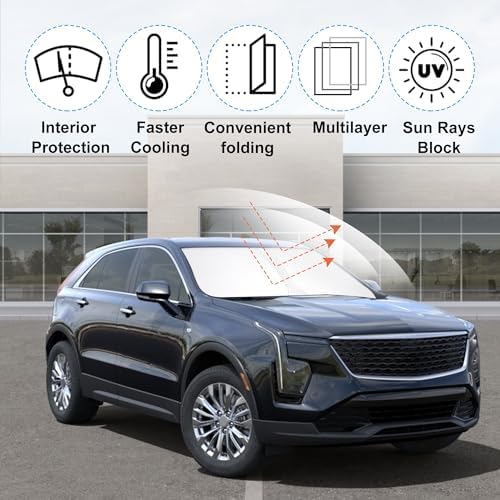 Windshield Sun Shade for 2019-2025 Cadillac XT4 Accessories - Image 2