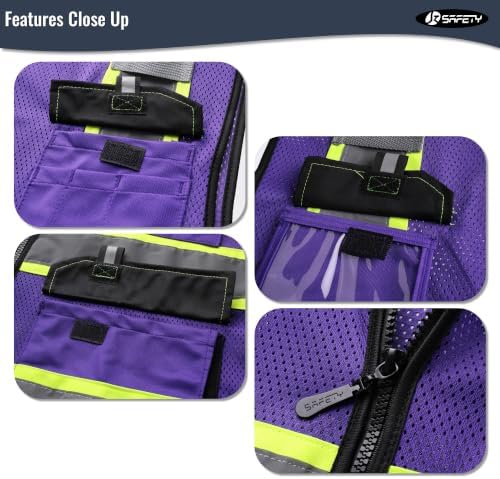 JKSafety Safety Vest for Men Women Hi Vis Reflective Vest JK220 PurpleB 2XL - Image 3