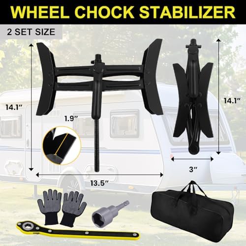 Camper Wheel Chock Stabilizer 2 Sets, X-Shaped RV Stabilizer - Image 2