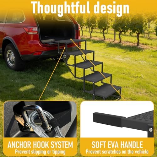 Dog Steps for Car, 5 Steps Foldable Dog Stairs for Large Dogs - Image 4