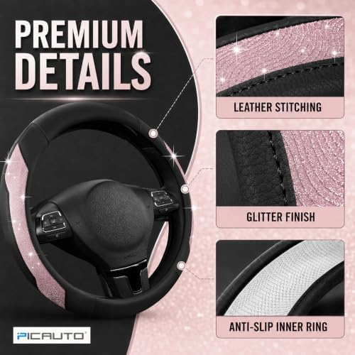 PIC AUTO Steering Wheel Cover, Universal Fit 14.5"-15.5" Car Steering Wheels - Image 4