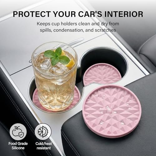 Silicone Car Coasters Set of 4, 2.75" Cup Holder Mats - Image 3