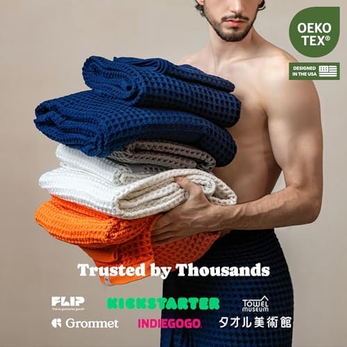 Luxury Organic Japanese Cotton Waffle Bath Towel | Thick, Quick Dry Bathroom - Image 2